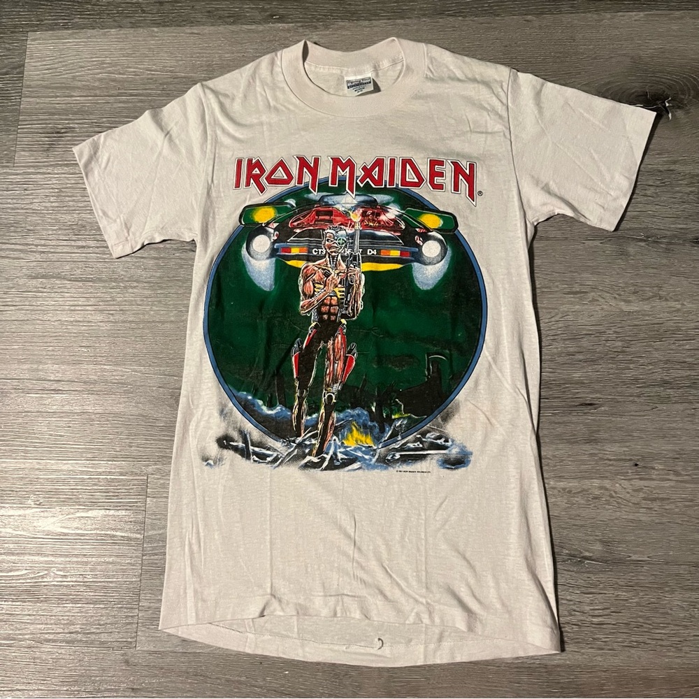 Vintage Iron Maiden 1987 Tour Tee – Spring Ford – Eddie Lives Size Medium
